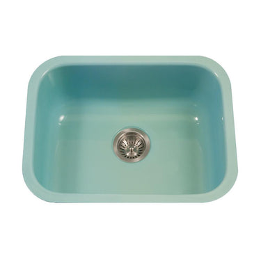Houzer MT Porcela Series Porcelain Enamel Steel Undermount Single Bowl Kitchen Sink, Mint Kitchen Sink - Undermount Houzer